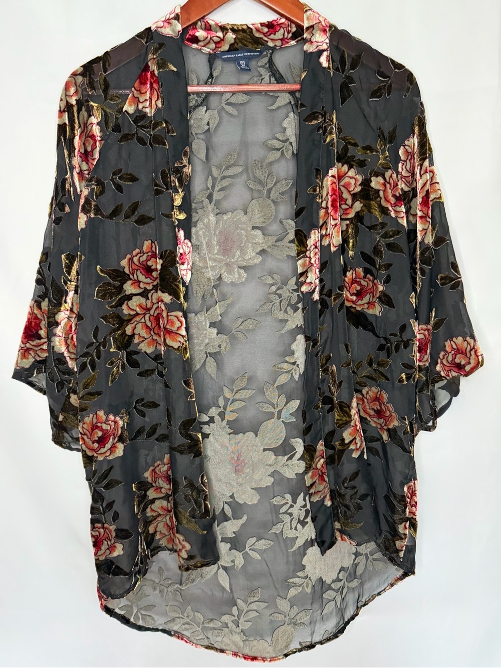 Velvet Sheer Kimono Open Cardigan Whimsygoth Fairy Boho Gothic | Size XS/S